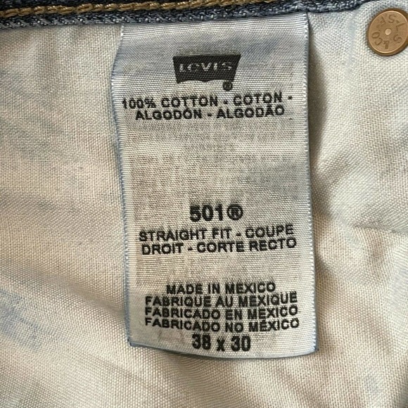 Vintage Levis 501XX 38x30 Distressed Made in The USA Denim Blue Jeans - Picture 3 of 12